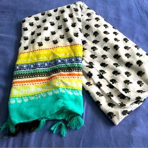 Large Cotton Multi Colored Printed Scarf Hijab with Tassels